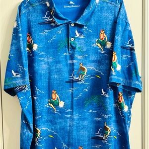 3XL Tommy Bahama Mens Hawaiian Hula Short Sleeve Polo Shirt